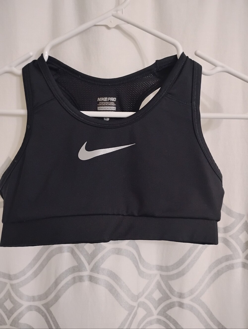 Nike Pro Black Sports Bra with Silver Swoosh